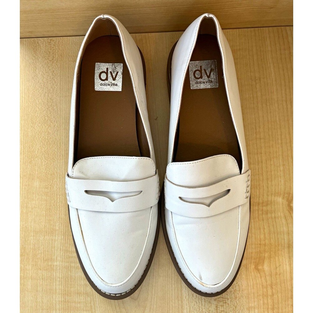 DV Dolce Vita Catalina White Penny Loafers Women's Size 10 Lug Sole Slip On